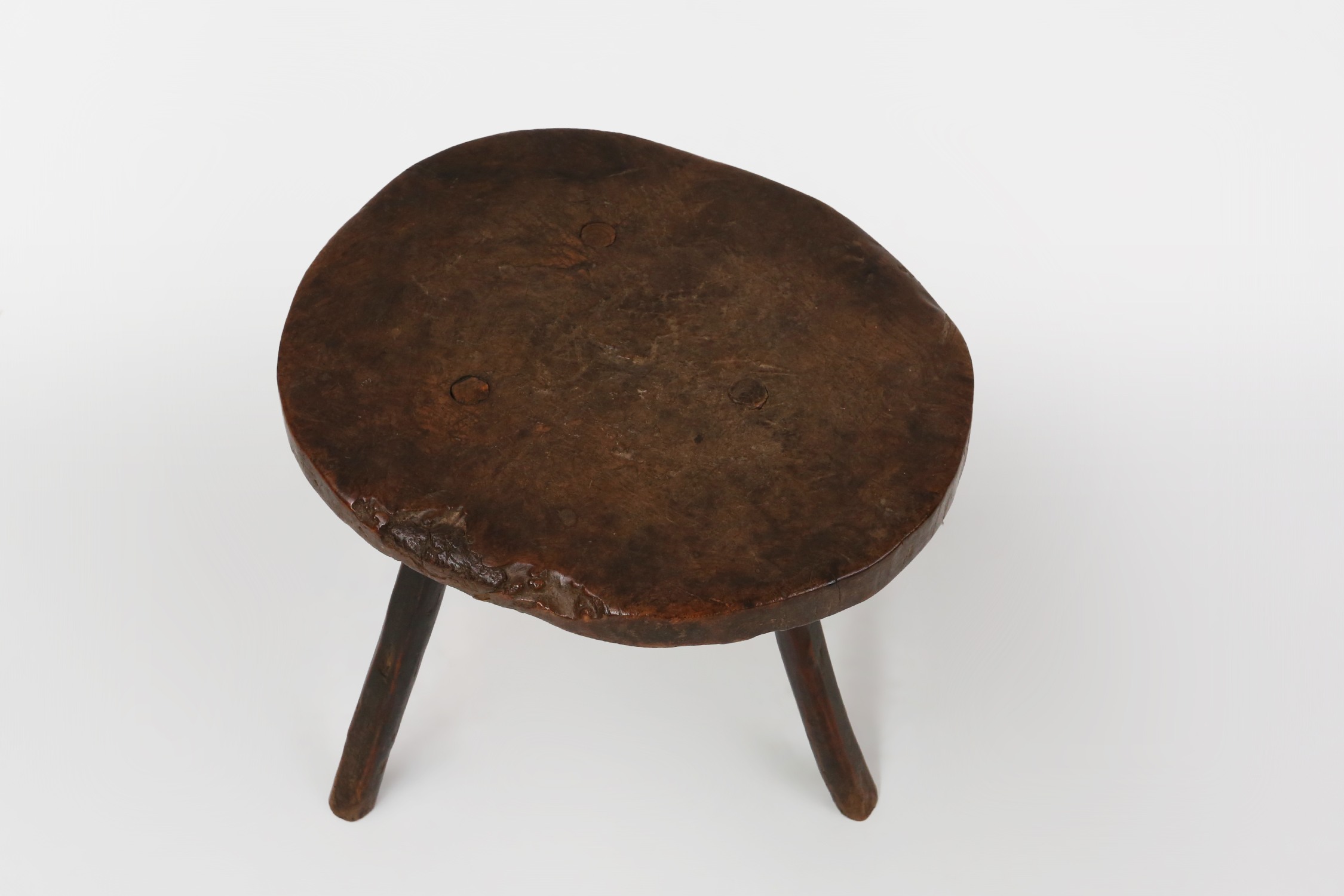 Sculptural rustic brutalist oak tripot stool, France ca. 1850thumbnail